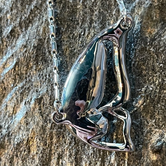 Blue & Silver Crystal Butterfly Wing Necklace - Picture 8 of 9